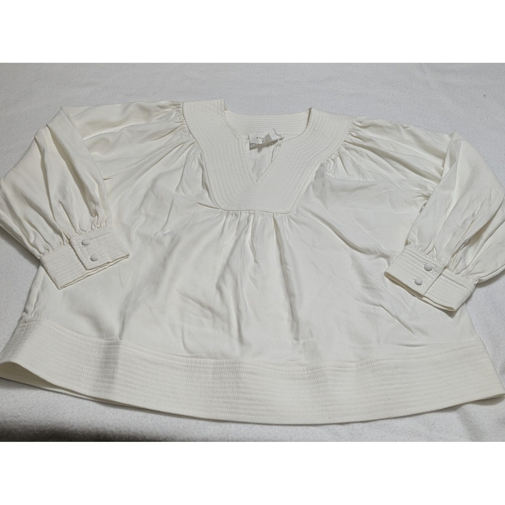 Tuckernuck Top Pomander Place XS White Koa Blouse Relaxed Tunic 3/4 Sleeves - Picture 8 of 12